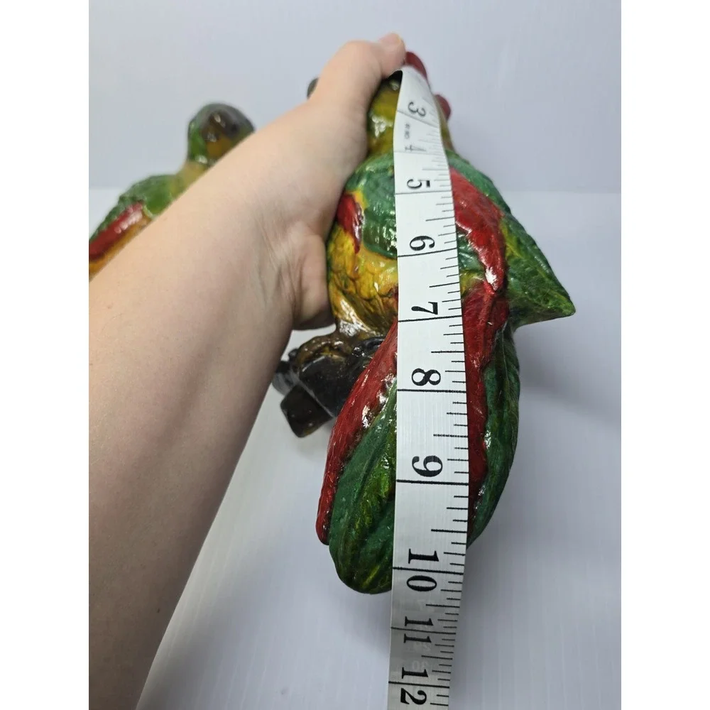 Mid-Century Chalkware Parrot Bird Wall Hanging Sculptures Set Of 2 Tropical Life